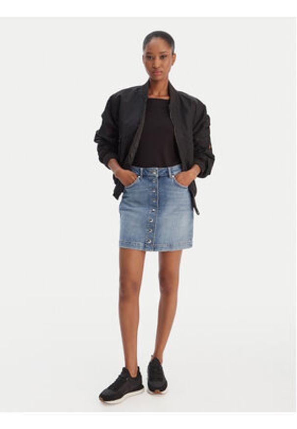 Hugo - HUGO Spódnica jeansowa Gilvie 50553182 Niebieski Regular Fit. Kolor: niebieski. Materiał: bawełna