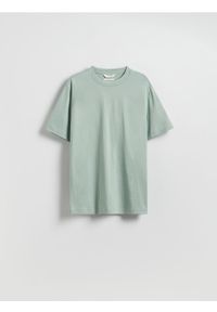 Reserved - Bawełniany t-shirt boxy - jasnozielony. Kolor: zielony. Materiał: bawełna