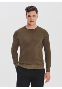 Pako Lorente - PAKO LORENTE - Brązowy sweter męski o-neck. Kolor: niebieski, brązowy. Materiał: bawełna. Sezon: jesień