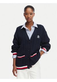 Tommy Jeans Kardigan DW0DW22934 Granatowy Regular Fit. Kolor: niebieski. Materiał: bawełna #1