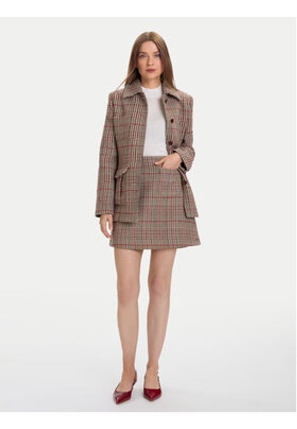 TOMMY HILFIGER - Tommy Hilfiger Spódnica mini Seasonal WW0WW48265 Beżowy Regular Fit. Kolor: beżowy. Materiał: bawełna