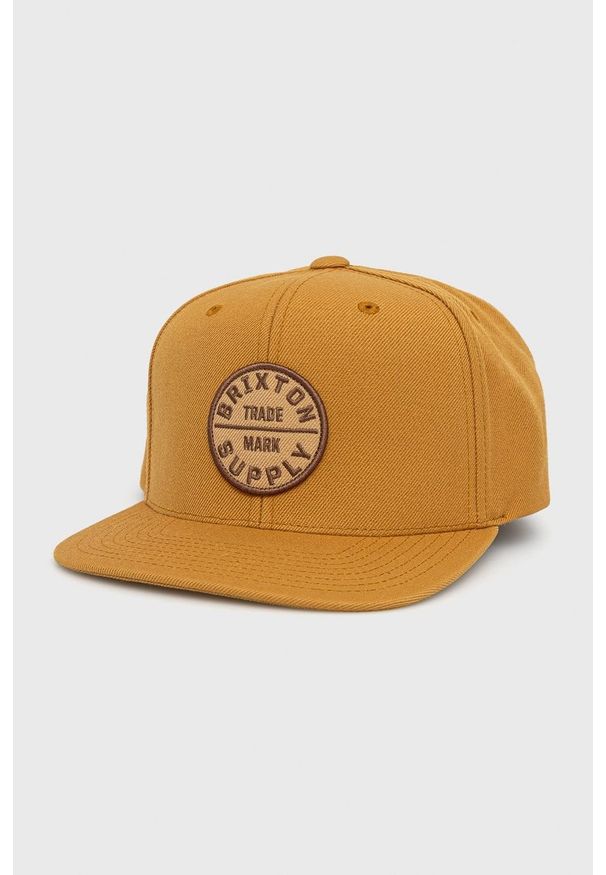 Brixton czapka z domieszką wełny kolor brązowy z aplikacją. Kolor: brązowy. Materiał: wełna. Wzór: aplikacja