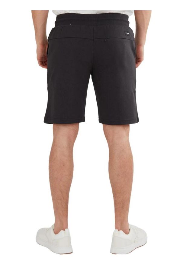 FUNDANGO - Spodenki fitness męskie Fundango Delon Sweatshort. Kolor: czarny. Materiał: poliester, bawełna. Wzór: haft. Sport: fitness