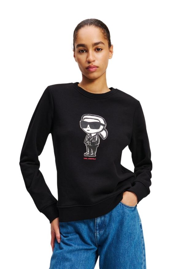 Karl Lagerfeld - KARL LAGERFELD Czarna damska bluza Ikon Sketch, Rozmiar XS. Kolor: czarny