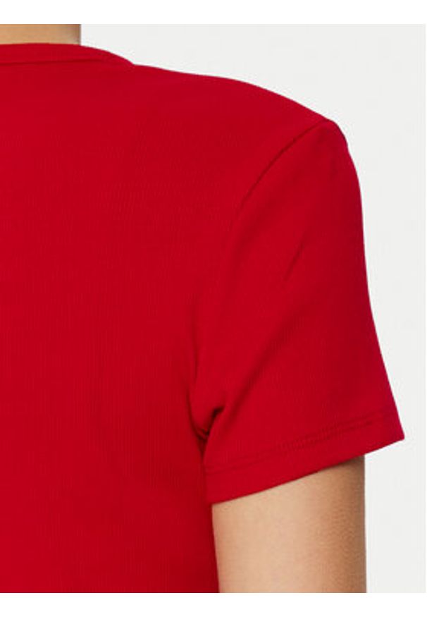 Tommy Jeans T-Shirt Essential DW0DW17383 Czerwony Slim Fit. Kolor: czerwony. Materiał: bawełna