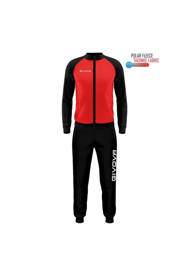 Givova Cuba Polarfleece dres XS. Kolor: czerwony, czarny, wielokolorowy. Materiał: dresówka. Sport: fitness