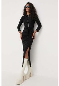 Karl Lagerfeld sukienka bawełniana kolor czarny maxi dopasowana. Kolor: czarny. Materiał: bawełna. Typ sukienki: dopasowane. Długość: maxi #1