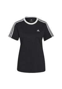 Koszulka fitness damska Adidas Essentials 3-Stripes Tee. Kolor: biały, wielokolorowy, czarny. Sport: fitness