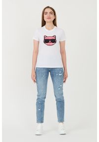 Karl Lagerfeld - KARL LAGERFELD Biały damski t-shirt Boucle Choupette, Rozmiar M. Kolor: biały #5