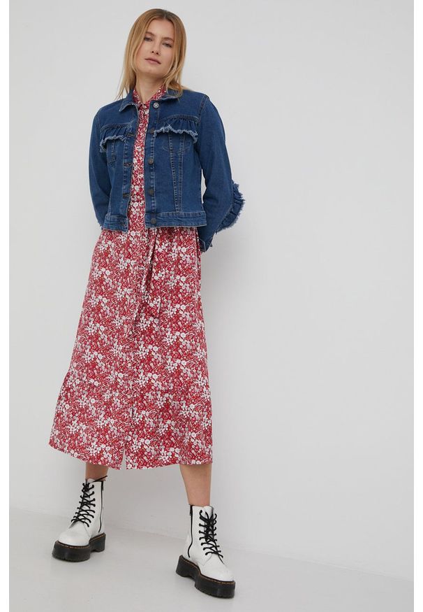 Noisy may - Noisy May kurtka jeansowa damska przejściowa. Okazja: na co dzień. Kolor: niebieski. Materiał: jeans. Styl: casual