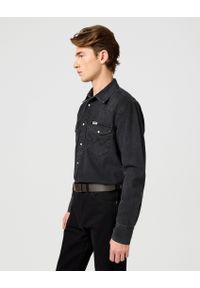 Wrangler - MESKA KOSZULA JEANSOWA WRANGLER WESTERN SHIRT RINSE BLACK 112362906. Materiał: jeans #4