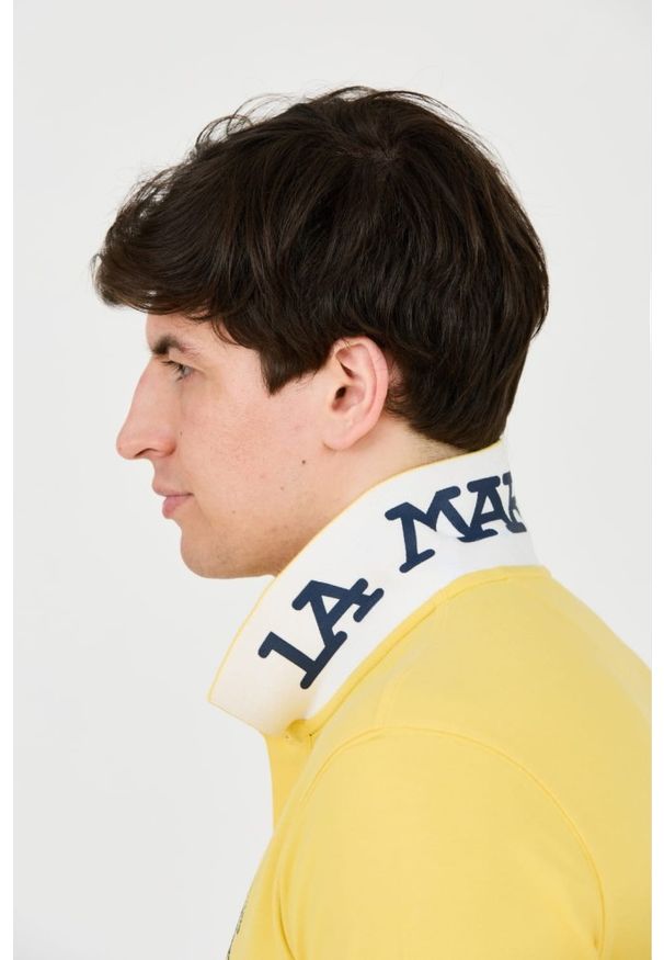 La Martina - LA MARTINA Żółte męskie polo z dużym logo, Rozmiar L. Typ kołnierza: polo. Kolor: żółty