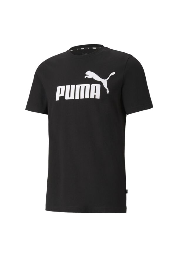 Puma - Męska koszulka z logo Essentials PUMA Black. Kolor: wielokolorowy, czarny, szary. Materiał: materiał