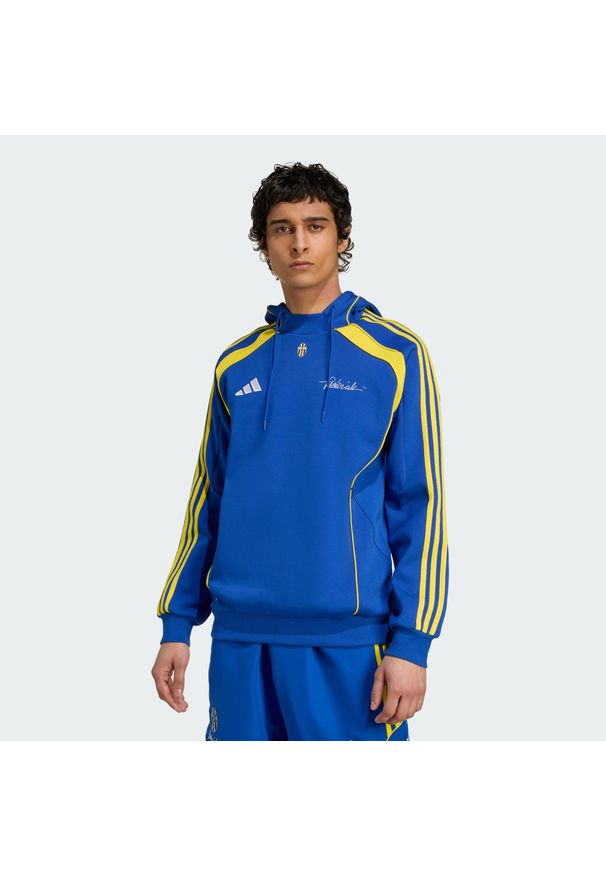 Adidas - Bluza z kapturem Juventus Vialli Pack Doubleknit. Typ kołnierza: kaptur. Kolor: niebieski. Sport: piłka nożna