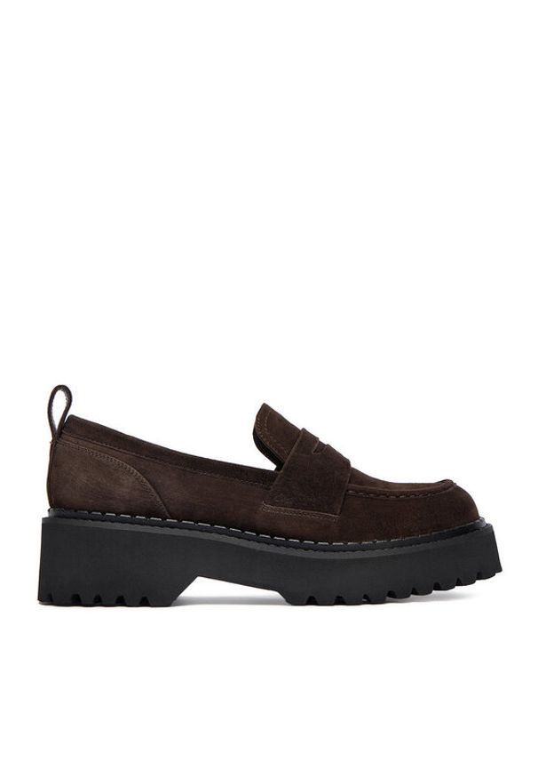 Badura Loafersy EO-ARYA-LT017-1 Brązowy. Kolor: brązowy. Materiał: zamsz, skóra