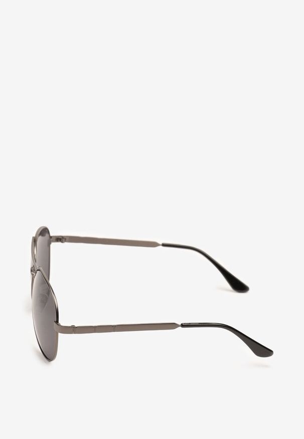 Born2be - Czarne Okulary Przeciwsłoneczne z Filtrem UV w Stylu Pilotek Idanielle. Kolor: czarny. Materiał: jeans