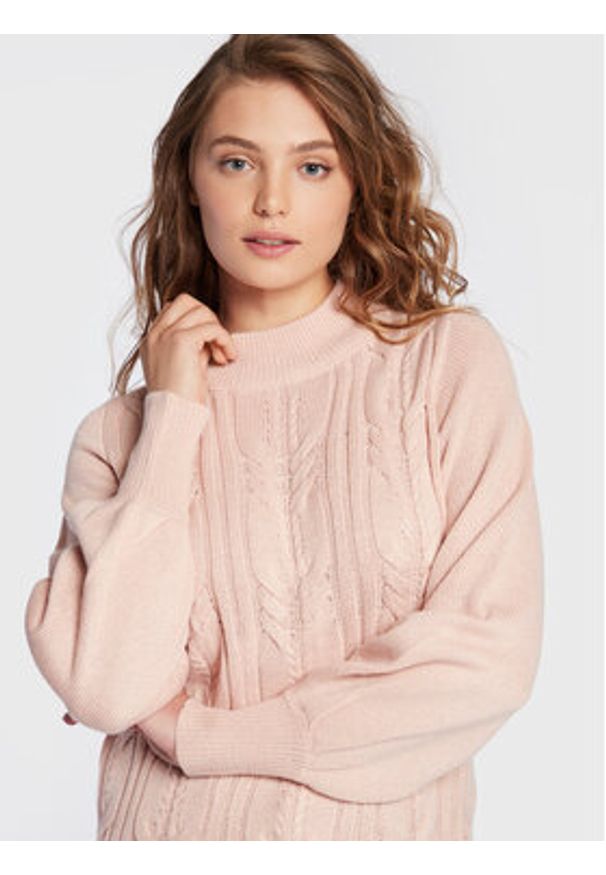 Brave Soul Sweter LK-286SAHARA Różowy Regular Fit. Kolor: różowy. Materiał: syntetyk