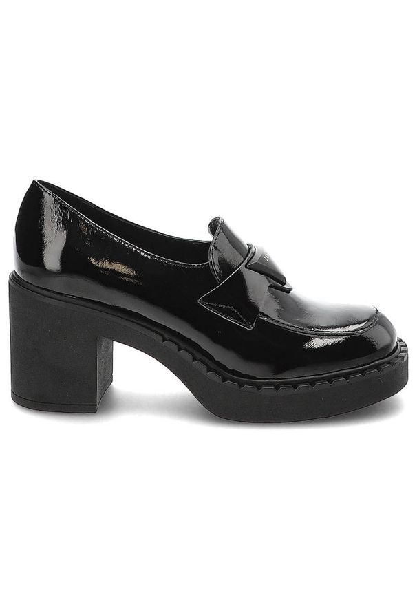 Czarne Półbuty Lamanti Skórzane Eleganckie Buty Na Obcasie. Okazja: do pracy, na spotkanie biznesowe. Zapięcie: bez zapięcia. Kolor: czarny. Materiał: skóra. Szerokość cholewki: normalna. Obcas: na obcasie. Styl: elegancki. Wysokość obcasa: średni