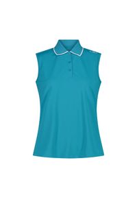 Damski tank top CMP. Typ kołnierza: polo. Kolor: niebieski, wielokolorowy, zielony. Długość rękawa: bez rękawów #1