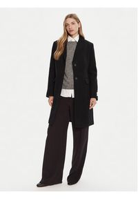 Calvin Klein Płaszcz wełniany LV044D558G Czarny Slim Fit. Kolor: czarny. Materiał: wełna #6