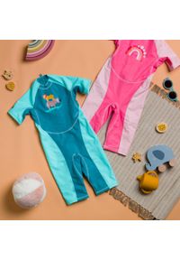 Decathlon - Kombinezon UV dla malucha Nabaiji Kloupi Tęcza. Kolor: czerwony, wielokolorowy, różowy. Materiał: poliester, materiał, elastan #2