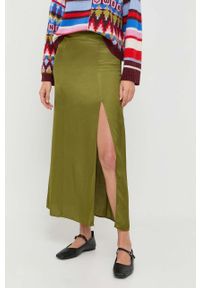 MAX&Co. spódnica kolor zielony midi prosta. Kolor: zielony. Materiał: tkanina #1
