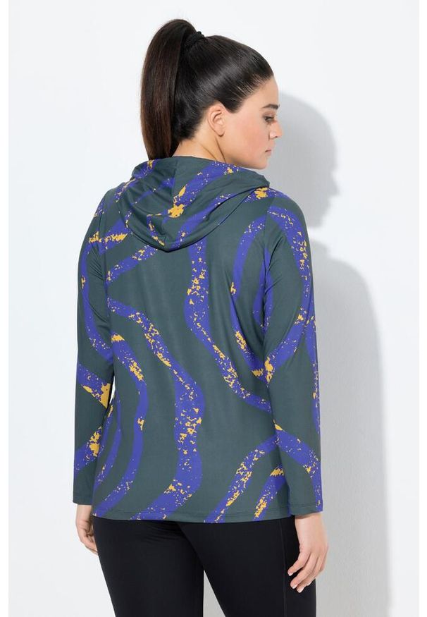 ULLA POPKEN - Damskie Koszulka funkcyjna LSF 50+ slim fit kaptur długi rękaw. Kolekcja: plus size. Kolor: zielony. Materiał: poliester, materiał, elastan. Długość rękawa: długi rękaw. Długość: długie