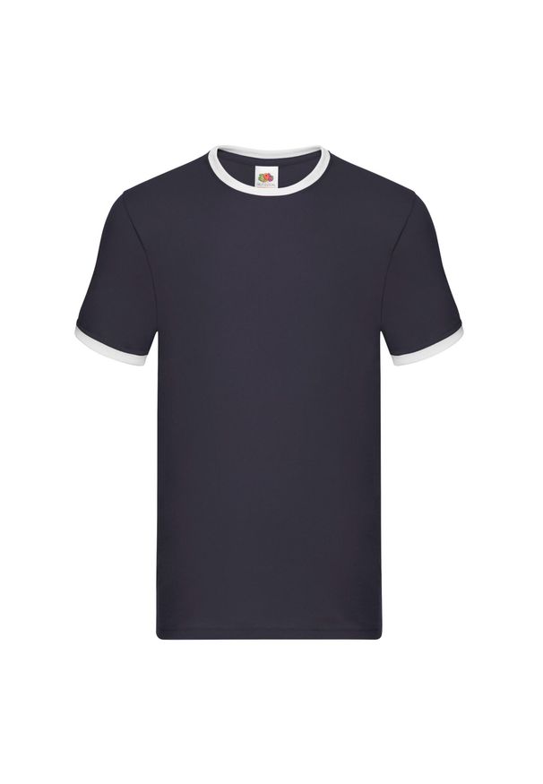FRUIT OF THE LOOM - Męska Koszulka Ringer 160. Kolor: biały, wielokolorowy, niebieski