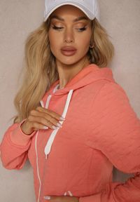 Renee - Różowa Bluza z Bawełną i Kapturem na Suwak Arsetia. Kolor: różowy. Materiał: bawełna #5