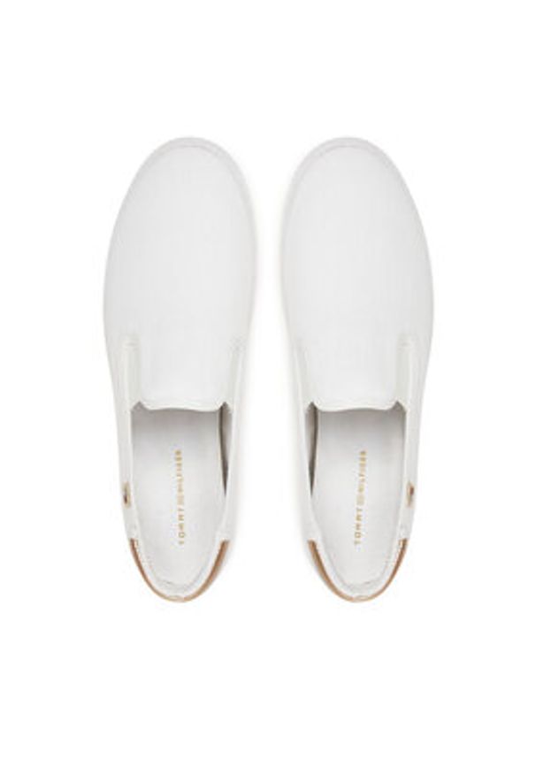 TOMMY HILFIGER - Tommy Hilfiger Tenisówki Vulc Canvas Slip-On Sneaker FW0FW08645 Biały. Zapięcie: bez zapięcia. Kolor: biały. Materiał: materiał