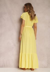 Renee - Żółta Sukienka Metia. Kolor: żółty. Materiał: tkanina, materiał. Wzór: gładki, geometria. Długość: maxi #5