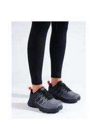 Szare buty trekkingowe damskie DK Softshell czarne. Kolor: szary, czarny, wielokolorowy. Materiał: softshell