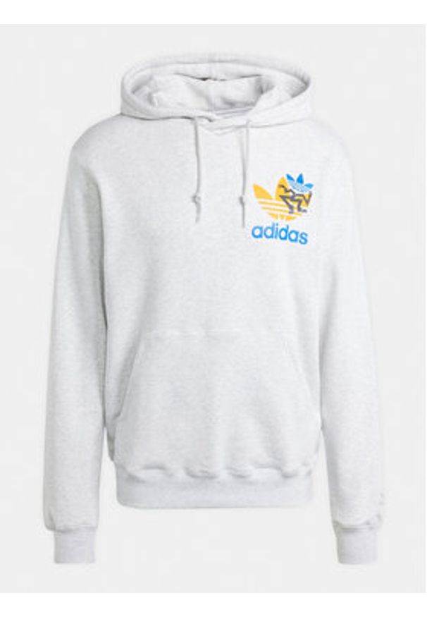 Adidas - adidas Bluza Trefoil IS2913 Szary Regular Fit. Kolor: szary. Materiał: bawełna