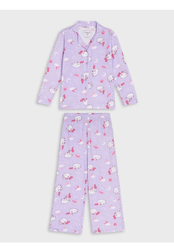 Sinsay - Piżama dwuczęściowa zapinana na guziczki Pusheen the Cat - fioletowy. Kolor: fioletowy