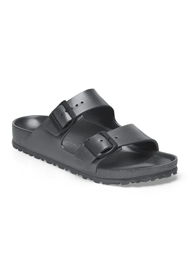 Birkenstock Arizona EVA Metallic Anthracite Klapki damskie. Okazja: na plażę. Kolor: szary. Materiał: materiał. Wzór: paski. Sezon: lato. Styl: wakacyjny, elegancki