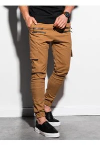 Ombre Clothing - Spodnie męskie joggery P1000 - camel - XXL. Materiał: bawełna, elastan #2