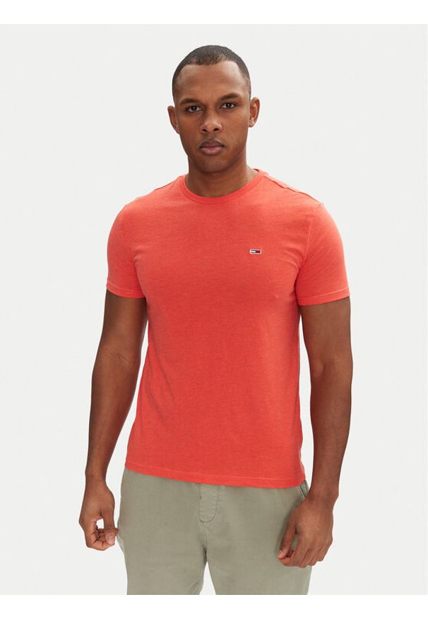 Tommy Jeans T-Shirt Jaspe DM0DM20363 Pomarańczowy Slim Fit. Kolor: pomarańczowy. Materiał: bawełna, syntetyk