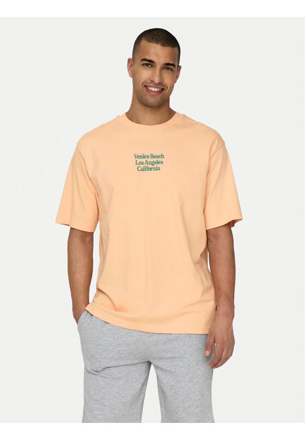Only & Sons T-Shirt Kenny 22028736 Różowy Relaxed Fit. Kolor: różowy. Materiał: bawełna
