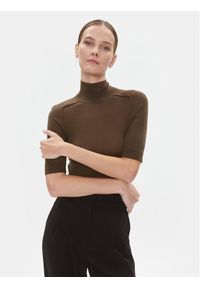 Calvin Klein Body K20K205990 Brązowy Slim Fit. Kolor: brązowy. Materiał: wełna