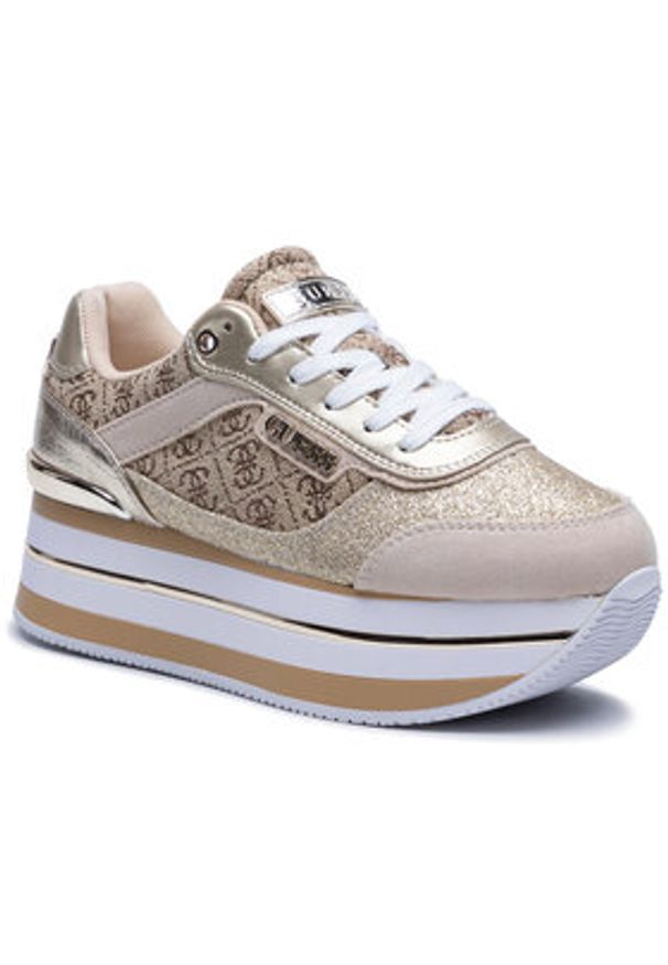 Guess Sneakersy Hansin2 FL5HNS FAL12 Złoty. Kolor: złoty. Materiał: skóra