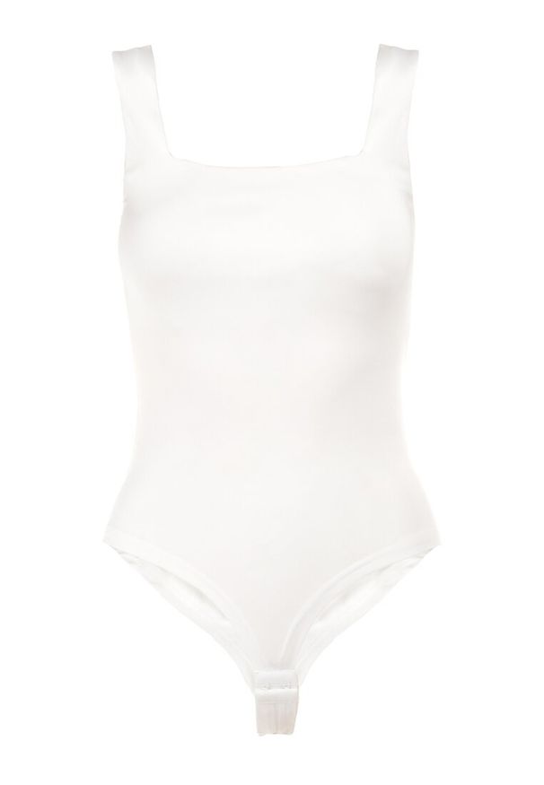 Born2be - Białe Body Hyrmime. Typ kołnierza: dekolt kwadratowy. Kolor: biały. Materiał: dzianina, jeans. Długość rękawa: bez rękawów. Sezon: lato. Styl: klasyczny