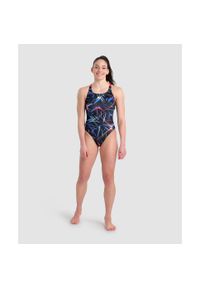 Damski kostium kąpielowy 1-częściowy Arena Pro Allover. Kolor: wielokolorowy, niebieski, czarny, różowy #2