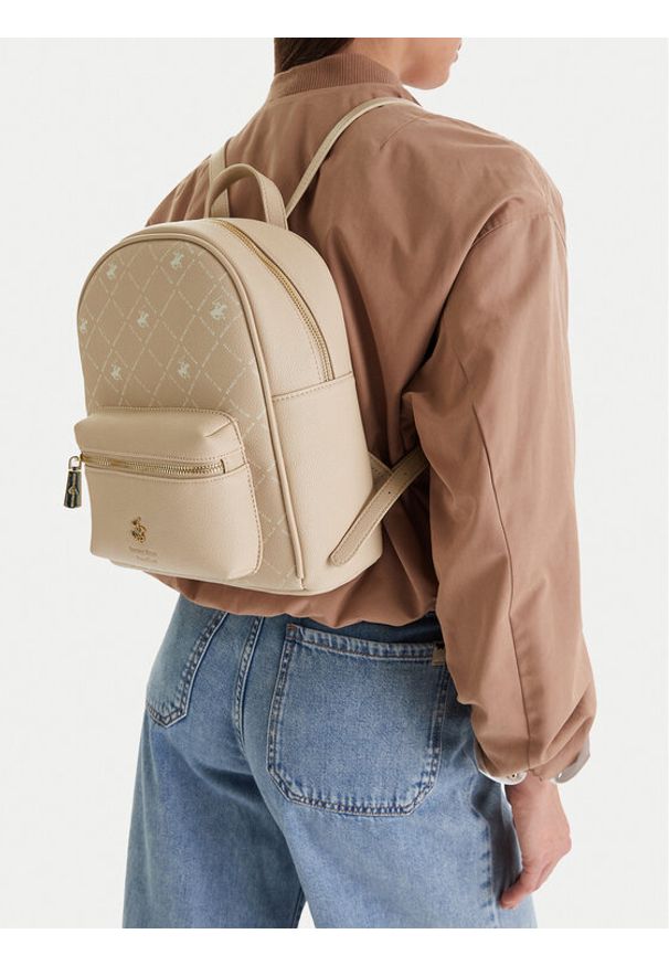 Beverly Hills Polo Club Plecak CEO-BHPC-L-012-09 Beżowy. Kolor: beżowy. Materiał: materiał