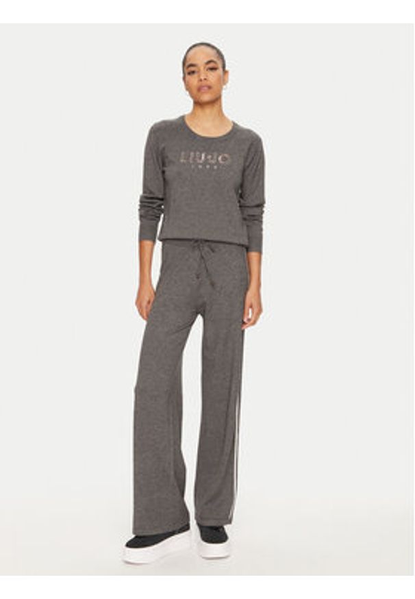Liu Jo Sport Sweter TF4286 MS63L Szary Regular Fit. Kolor: szary. Materiał: syntetyk. Styl: sportowy