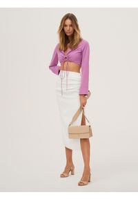 Kazar - Wizytowa torebka na szerokim pasku w beżowym kolorze. Kolor: beżowy. Materiał: skórzane. Styl: wizytowy #2