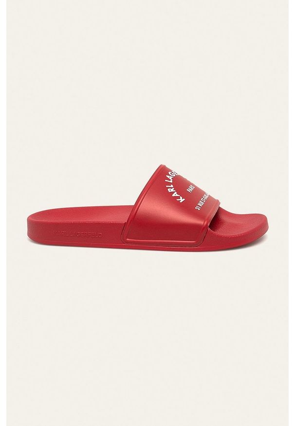 Karl Lagerfeld - Klapki. Kolor: czerwony. Materiał: guma. Obcas: na obcasie. Wysokość obcasa: niski