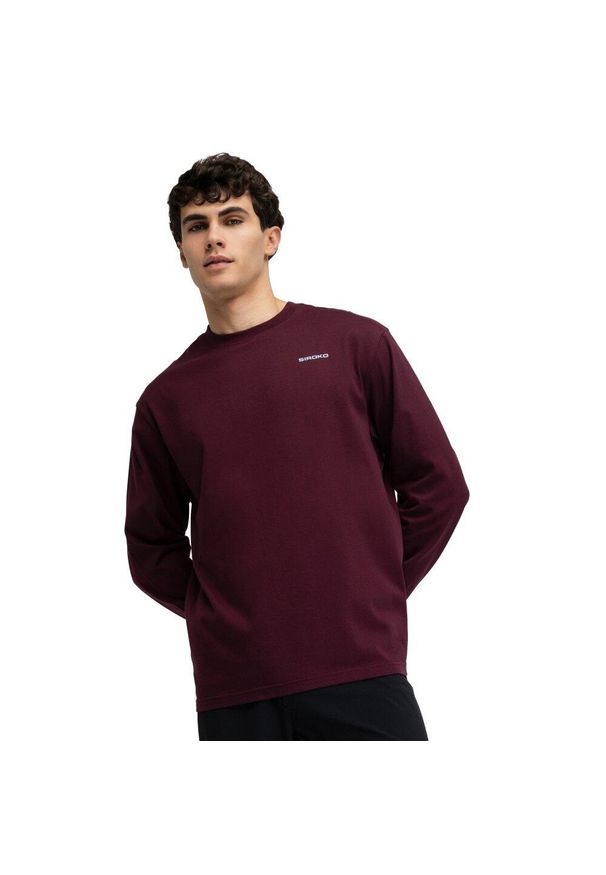 SIROKO - Męska rowerowa bawełniana bluza gravel z długim rękawem Kolarstwo Siroko Rut. Kolor: czerwony. Materiał: bawełna. Długość rękawa: długi rękaw. Długość: długie. Sport: kolarstwo