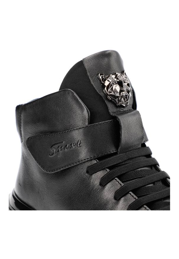 Czarne Sneakersy John Doubare Męskie Skórzane Buty. Okazja: na co dzień. Zapięcie: pasek. Kolor: czarny. Materiał: skóra. Wzór: aplikacja