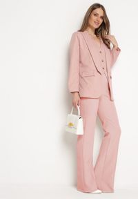 Born2be - Różowa Niezapinana Marynarka z Klapami Imitującymi Kieszonki Asandra. Okazja: na imprezę, do pracy. Kolor: różowy. Styl: elegancki #4