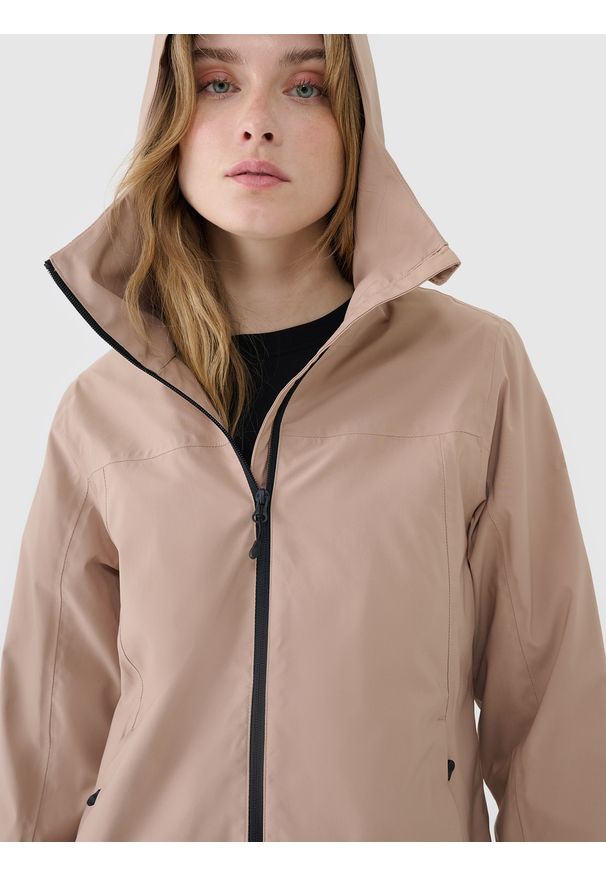 4f - 4F Kurtka przejściowa membrana 5000 damska - beżowa XS. Okazja: na co dzień. Typ kołnierza: kaptur. Kolor: beżowy. Materiał: tkanina, materiał, dzianina, syntetyk. Styl: casual, sportowy, klasyczny